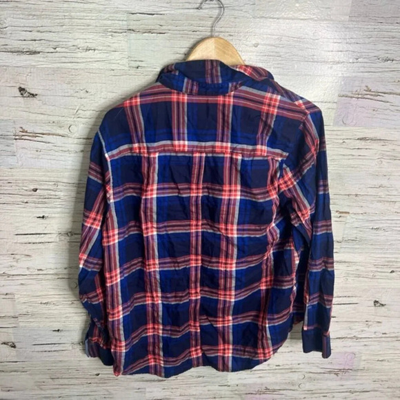 Levi’s plaid button down shirt pink blue boyfriend fit size  large - Picture 7 of 8